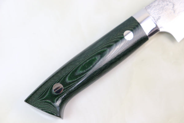 Takeshi Saji Petty Takeshi Saji VG-10 Custom Damascus Wild Series Petty (135mm & 150mm, 2 Sizes, Green Linen Micarta Handle)