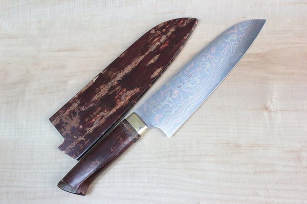 Master Saji Rainbow Damascus Sakura Series Santoku 180mm (7 inch) - japanesechefsknife.mom