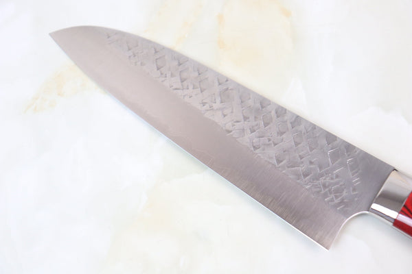 Takeshi Saji Santoku Takeshi Saji SRS-13 Custom Series Santoku 180mm (7 inch, Red & Black Linen Micarta Handle)