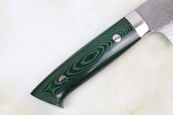 Takeshi Saji Santoku STG-4 Santoku 180mm (7 inch) / Green Linen Micarta Handle Takeshi Saji VG-10 Custom Damascus Wild Series Santoku 180mm (7 inch, Green Linen Micarta Handle)