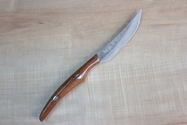 Takeshi Saji VG-10 Custom Damascus Steak Knife (Ironwood Handle) - japanesechefsknife.mom