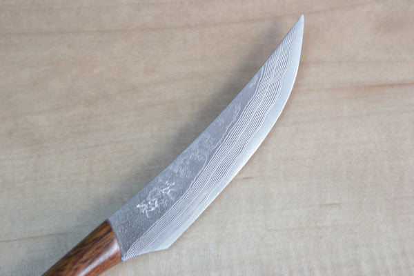 Takeshi Saji VG-10 Custom Damascus Steak Knife (Ironwood Handle) - japanesechefsknife.mom